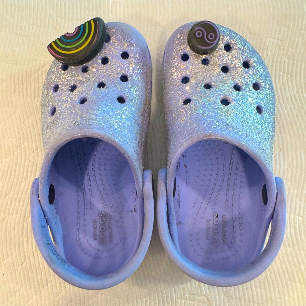 Glitter crocs with charms